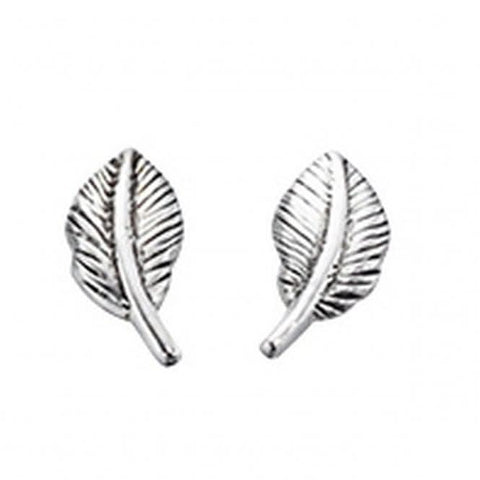 Boucles d'oreilles puces en argent sterling Beginnings A886 motif plume