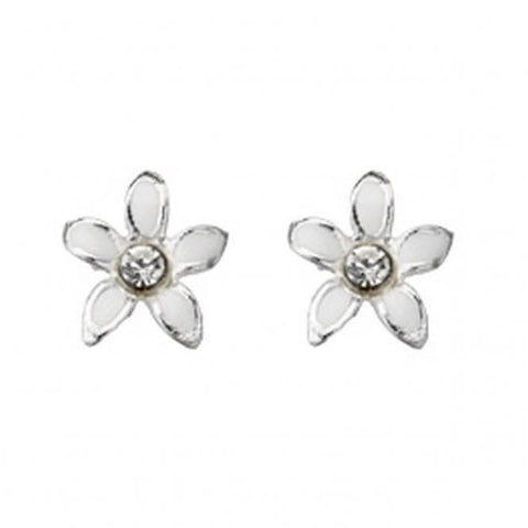 Boucles d'oreilles puces en argent sterling A909 et émail en forme de fleur, Beginnings
