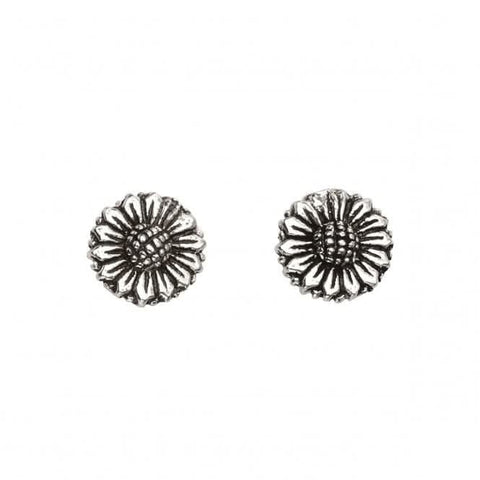 Boucles d'oreilles à clous marguerite en argent sterling oxydé A966 de Beginnings