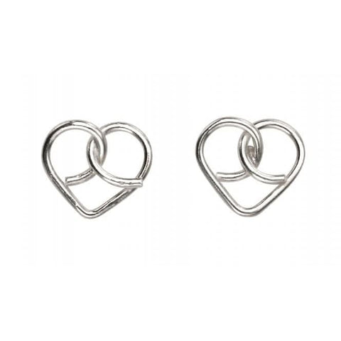 Boucles d'oreilles puces en argent sterling A984 en forme de cœur.