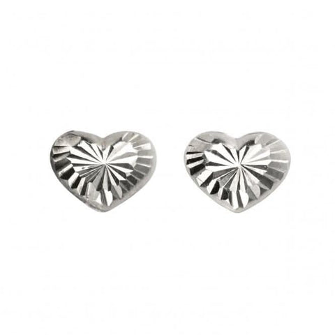 Boucles d'oreilles puces en argent sterling A987 Beginnings en forme de cœur taillé en diamant