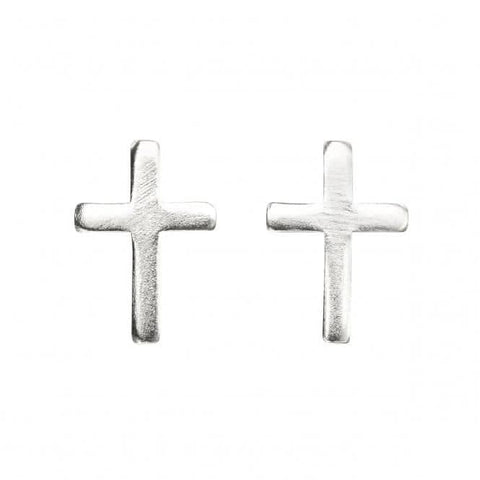 Boucles d'oreilles puces en argent sterling Beginnings A991 en forme de croix