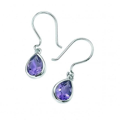 Beginnings Ohrringe aus Sterlingsilber mit Amethyst in Tropfenform E3042M