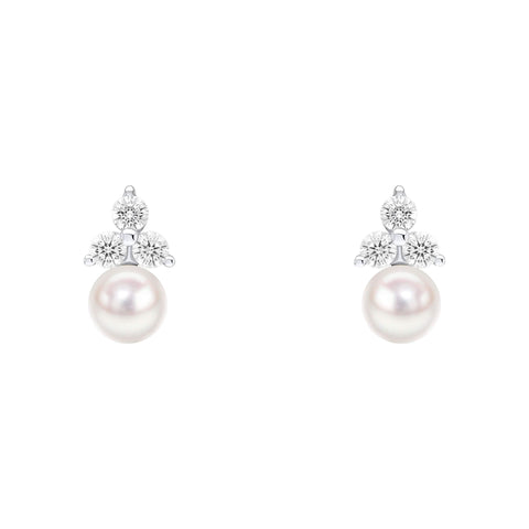 Ohrringe „Beginnings“ aus Sterlingsilber mit Zirkonia und weißer Muschelperle, Modell E6497W