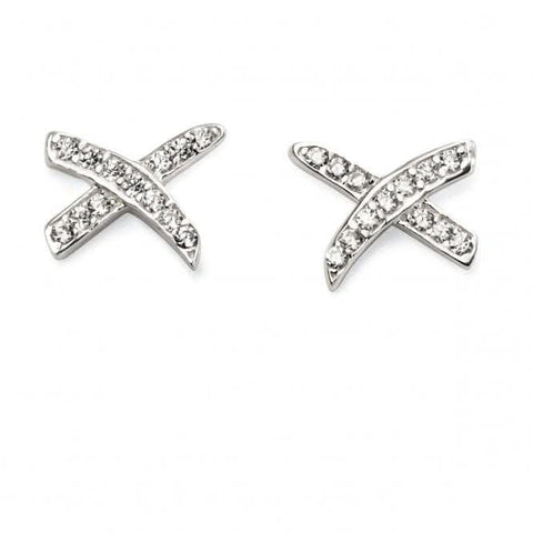 Boucles d'oreilles Beginnings en argent sterling et zircon cubique, modèle Kiss E5575C
