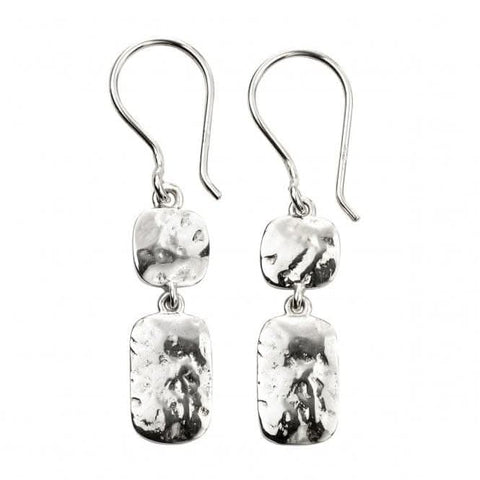 Boucles d'oreilles pendantes doubles martelées en argent sterling Beginnings E5773
