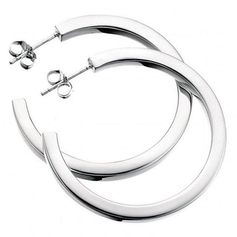Boucles d'oreilles créoles carrées en argent sterling E165 de Beginnings