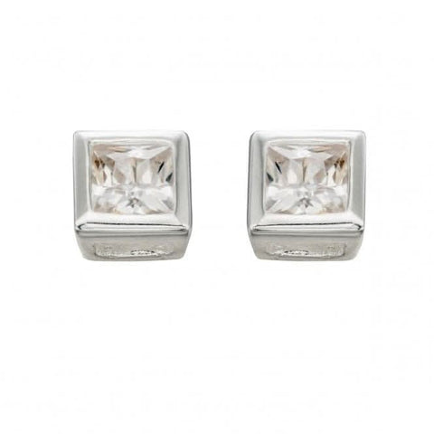 Boucles d'oreilles puces carrées en argent sterling Beginnings E196C de 4,5 mm