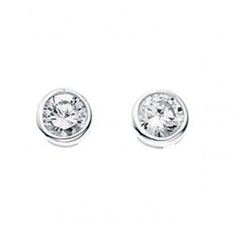 Boucles d'oreilles puces rondes transparentes en argent sterling Beginnings E198C