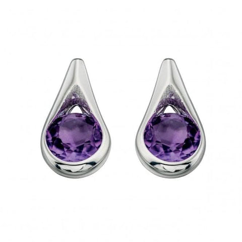Boucles d'oreilles en argent sterling E205M Beginnings en forme de larme avec améthyste