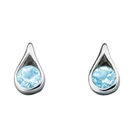 Boucles d'oreilles en argent sterling E205T, motif larme et topaze bleue, de la collection Beginnings