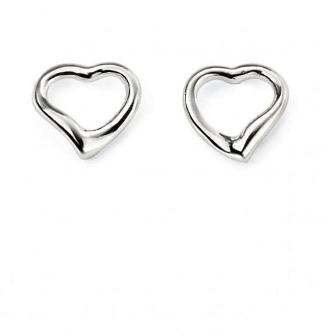 Boucles d'oreilles puces en argent sterling Beginnings E2102, petit cœur ouvert