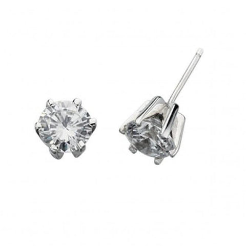 Boucles d'oreilles puces rondes en argent sterling Beginnings E2285C avec zircon cubique transparent