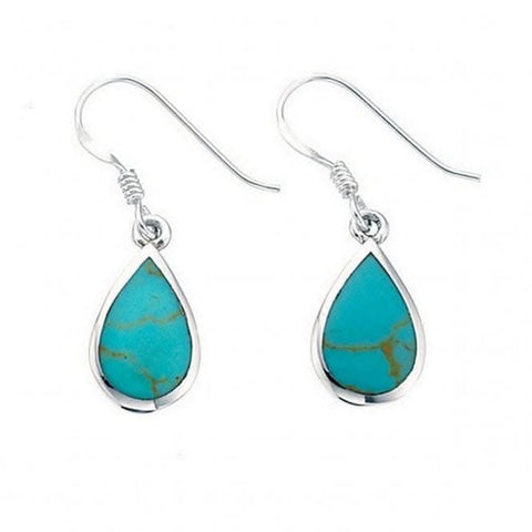 Boucles d'oreilles pendantes en argent sterling Beginnings E2424U et turquoise synthétique