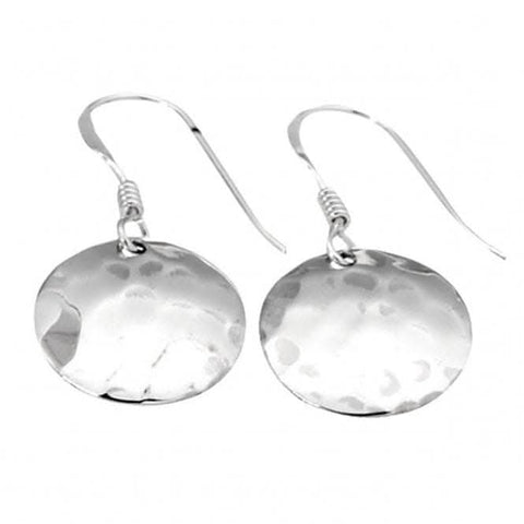 Boucles d'oreilles Beginnings en argent sterling E2517, petit disque martelé, crochet