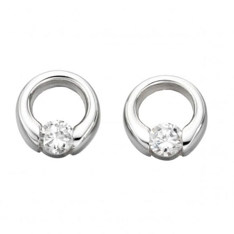 Boucles d'oreilles puces en argent sterling Beginnings E2920C avec zircon cubique transparent.