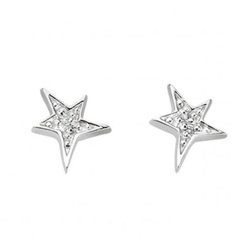 Boucles d'oreilles puces en argent sterling Beginnings E3424C avec zircon cubique transparent en forme d'étoile