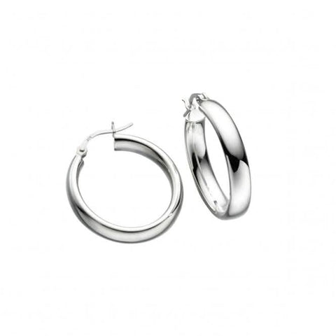 Boucles d'oreilles créoles ovales en argent sterling Beginnings E3739