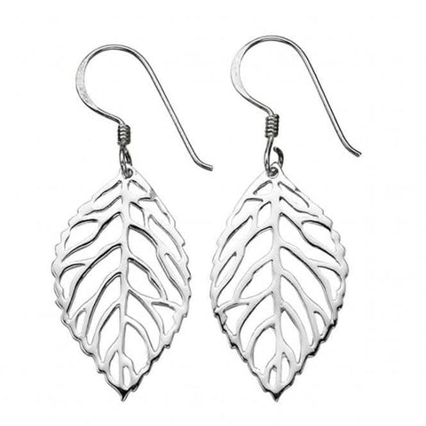 Boucles d'oreilles pendantes en argent sterling Beginnings E4194, motif feuille ajourée