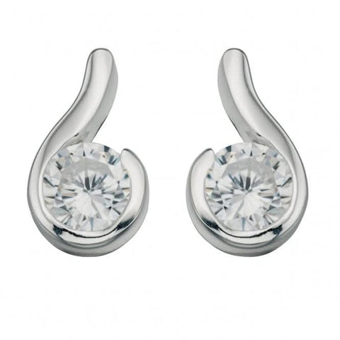 Boucles d'oreilles à tige en argent sterling Beginnings E436C avec zircon cubique transparent