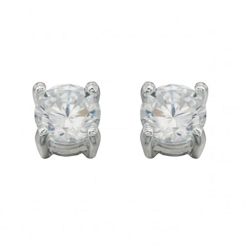 Boucles d'oreilles puces rondes moyennes en argent sterling E457C avec zircon cubique Beginnings