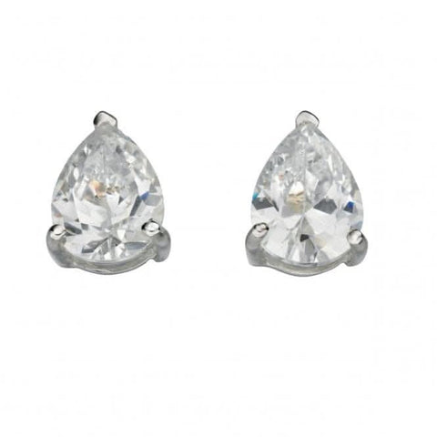 Boucles d'oreilles puces en argent sterling Beginnings E4611C avec zircon cubique transparent en forme de larme