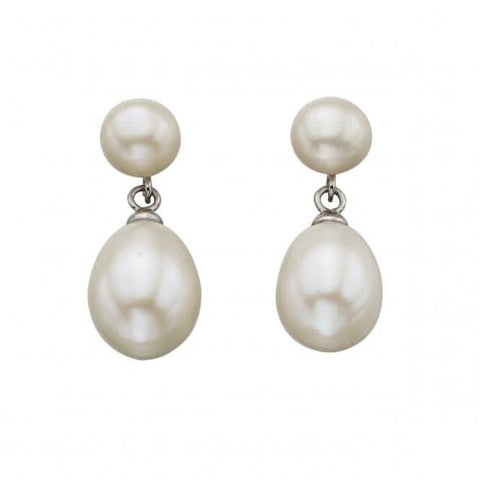 Boucles d'oreilles pendantes doubles blanches en argent sterling Beginnings E5040W