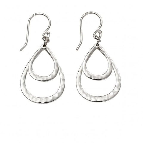 Boucles d'oreilles Beginnings en argent sterling E5374, martelées, en forme de double larme