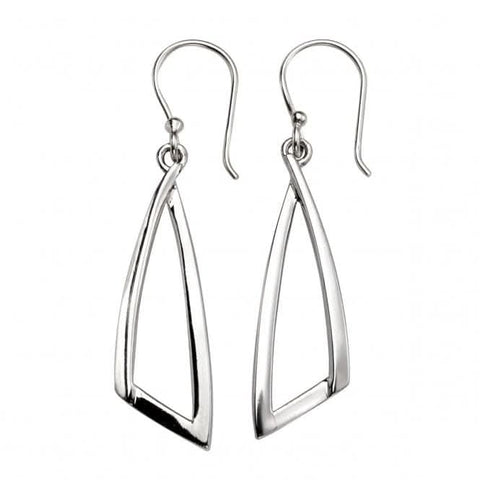 Boucles d'oreilles pendantes en argent sterling Beginnings E5407, motif triangle abstrait ouvert