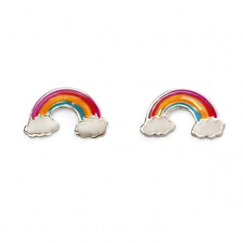 Boucles d'oreilles puces arc-en-ciel en argent sterling émaillé Beginnings A2014