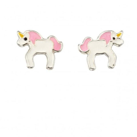 Boucles d'oreilles licorne en argent sterling émaillé Beginnings A2032