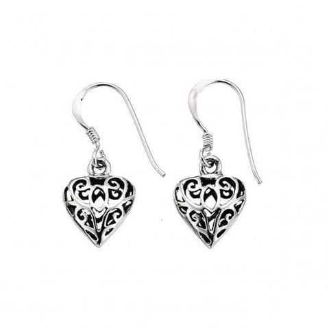 Boucles d'oreilles cœur en filigrane d'argent sterling Beginnings E726