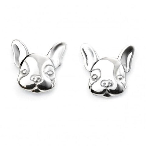 Boucles d'oreilles puces en argent sterling Beginnings représentant un bouledogue français E5570