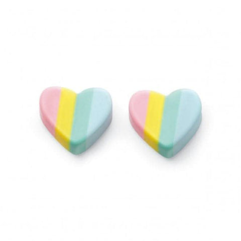 Boucles d'oreilles cœur en résine à rayures pastel et argent sterling Beginnings A2022