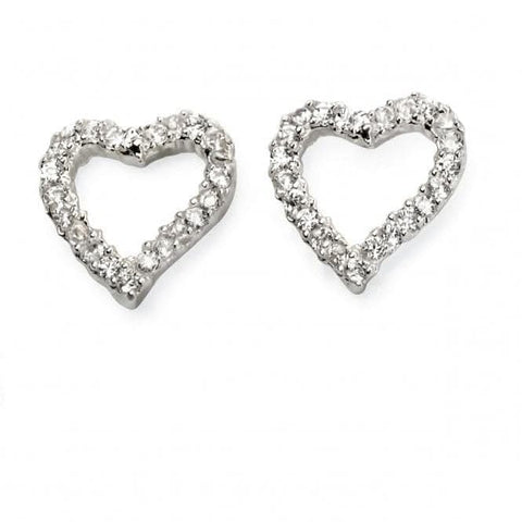 Boucles d'oreilles cœur ouvert pavé en argent sterling Beginnings E5569C