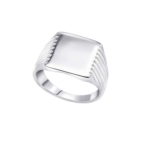 Bague chevalière carrée en argent sterling Beginnings R3900