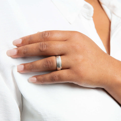 Bague tournante multi-texture en argent sterling Beginnings R3905
