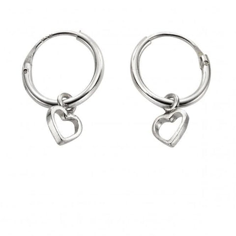 Boucles d'oreilles créoles dormeuses en argent sterling Beginnings avec cœur ouvert H250