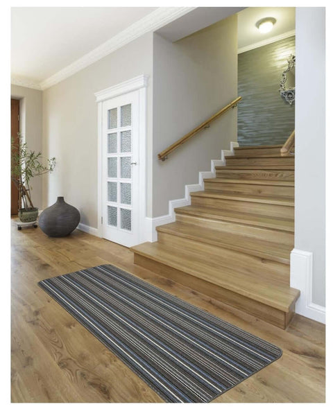 Stockholm Lead/Light Blue Washable Mat