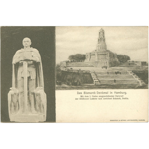 Bismarck Monument in Hamburg –Postcard