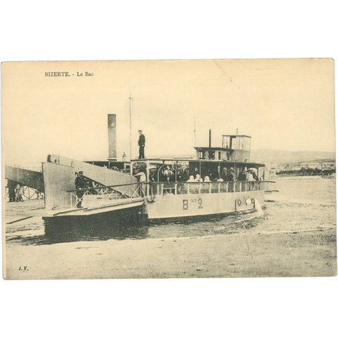Bizerte, Tunisia – Le Bac Ferry No. 2 Crossing Postcard Early 20th Century