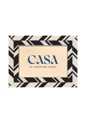 Black and White Marquetry Striped Photo Frame 7x5"
