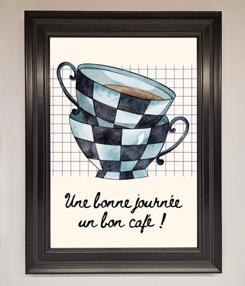 Blue Teacup Stack Kitchen Framed Wall Art