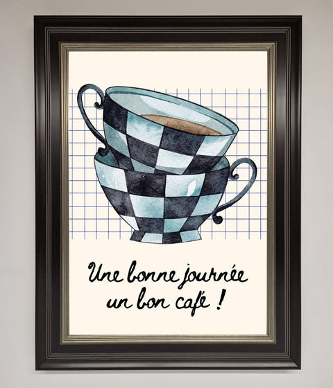 Blue Teacup Stack Kitchen Framed Wall Art