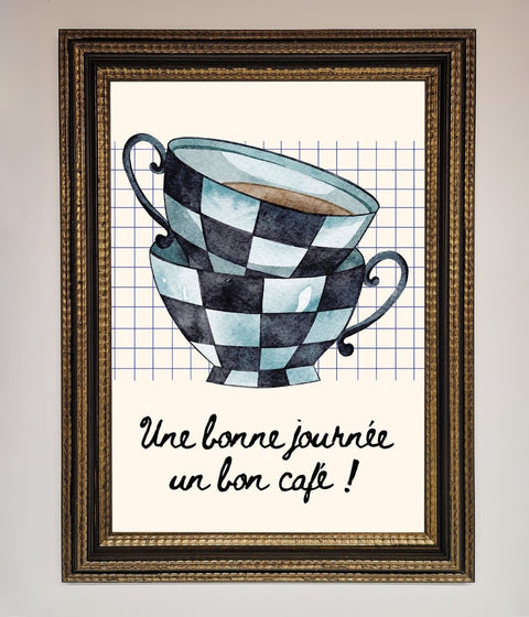 Blue Teacup Stack Kitchen Framed Wall Art
