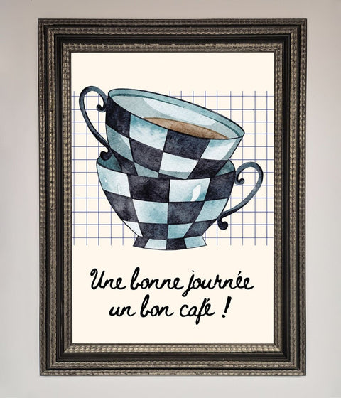 Blue Teacup Stack Kitchen Framed Wall Art