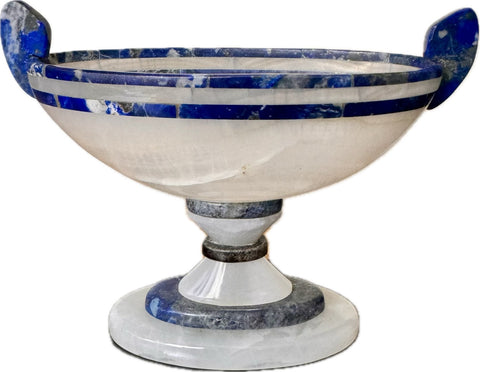 Bowl - Milky Onyx and Lapis Lazuli - Oval bowl