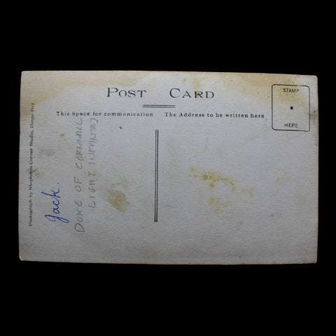 British Soldier 1914 - 18 Duke of Cornwall's Light Infantry WW1 Military World War I Studio Photo Postcard Army History
