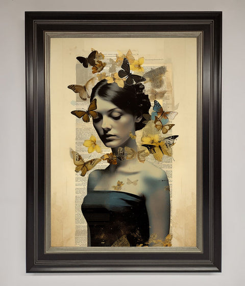 Butterfly Book Woman Framed Poster