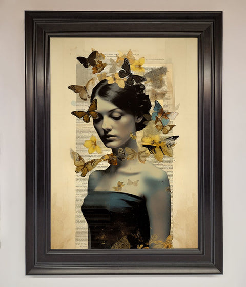 Butterfly Book Woman Framed Poster